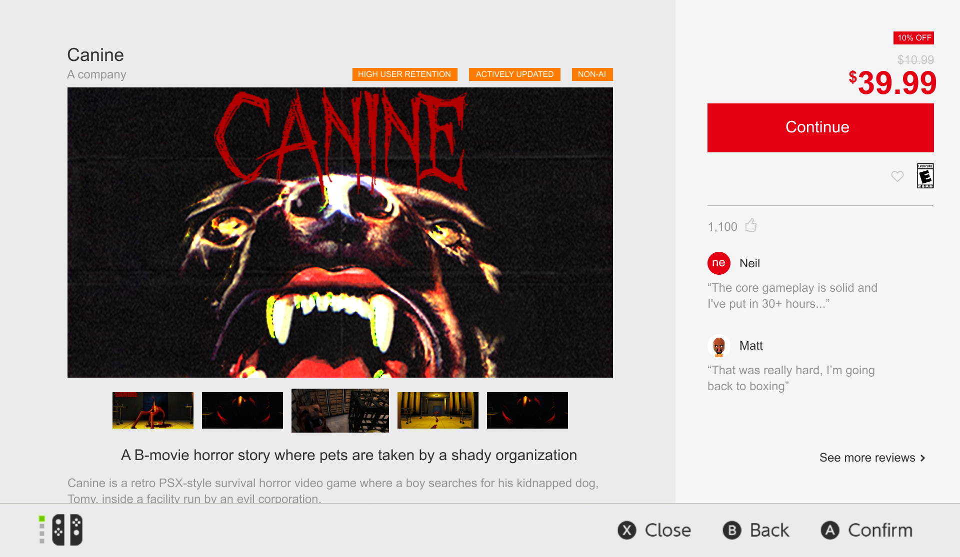 Game details page, option 2 — the same product page with the disclosure folded into the existing badge language
