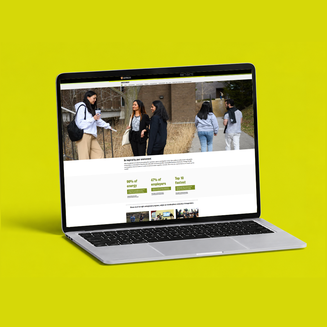 Laptop mockup of the redesigned Faculty of Environment homepage