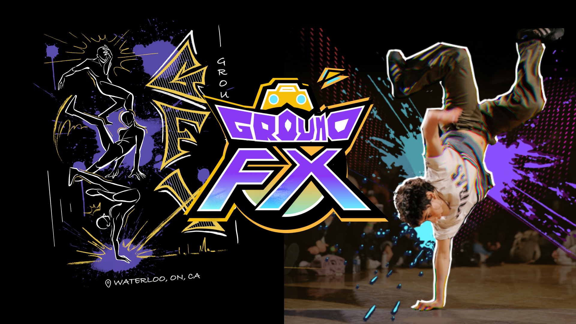 Ground FX — breakdancing event branding and motion graphics